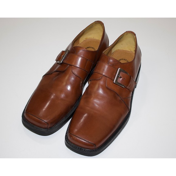 Stacy Adams Other - Stacy Adams Loafers Monk Strap Mens 10M Brown Square Toe Leather Buckle Shoes